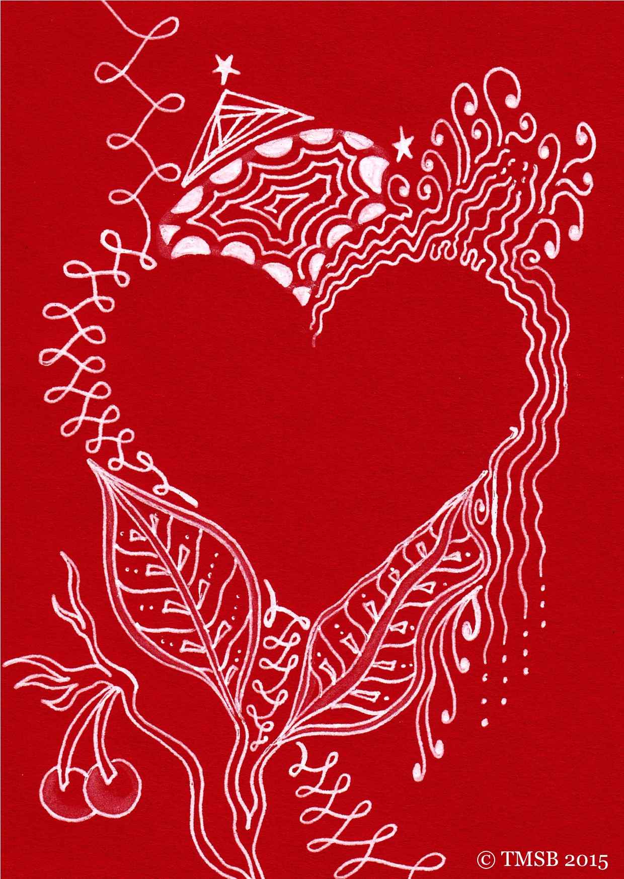 Red heart zentangle, by Marija Smits