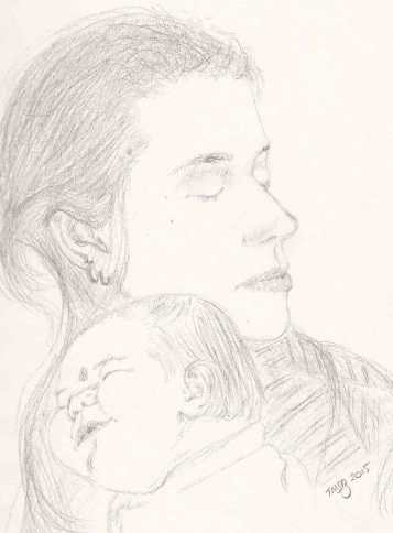 Mother and child sketch, by Marija Smits